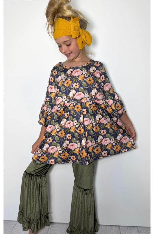 Olive Autumn Floral Velvet Belles Set