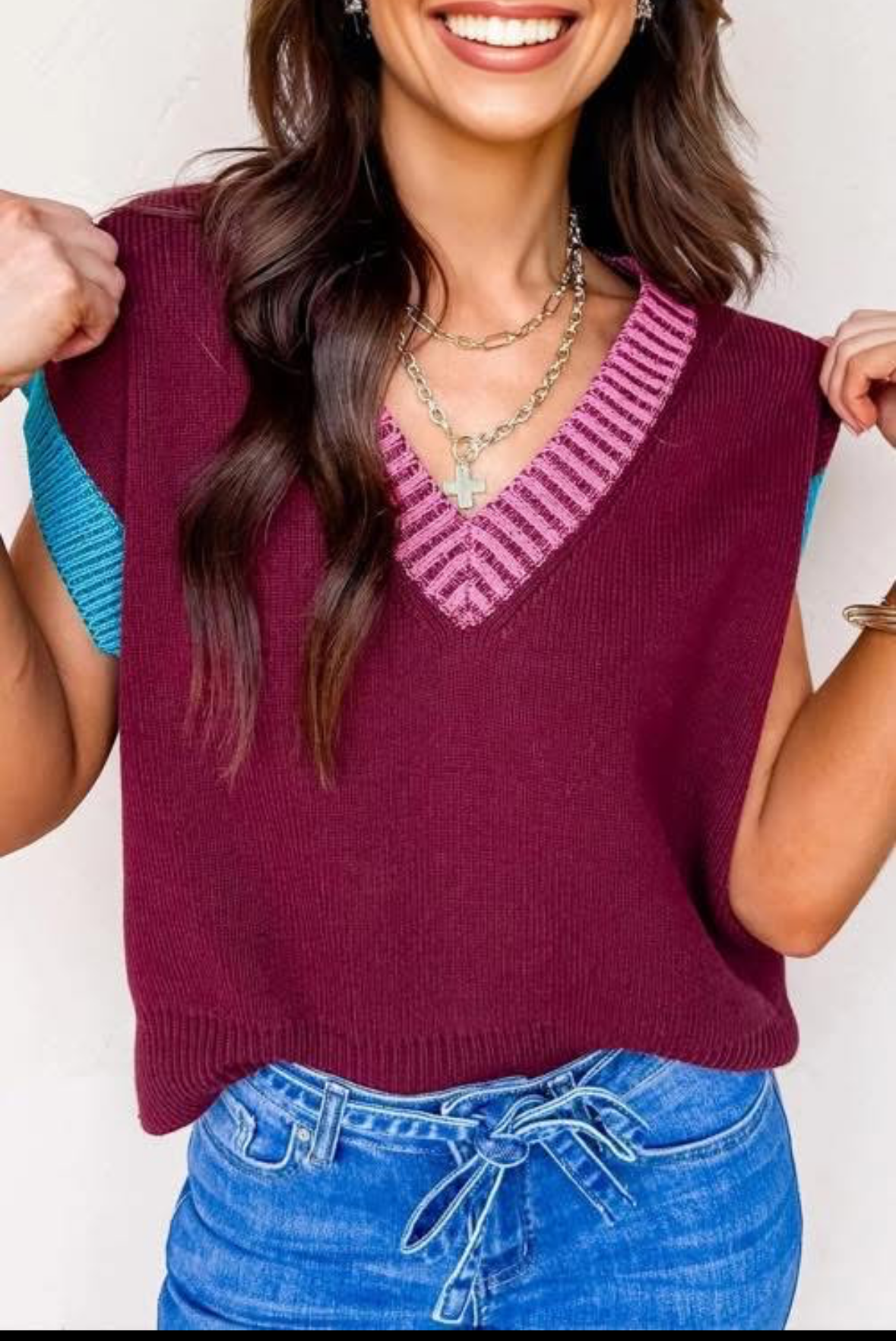 Women’s Color block sweater Vest