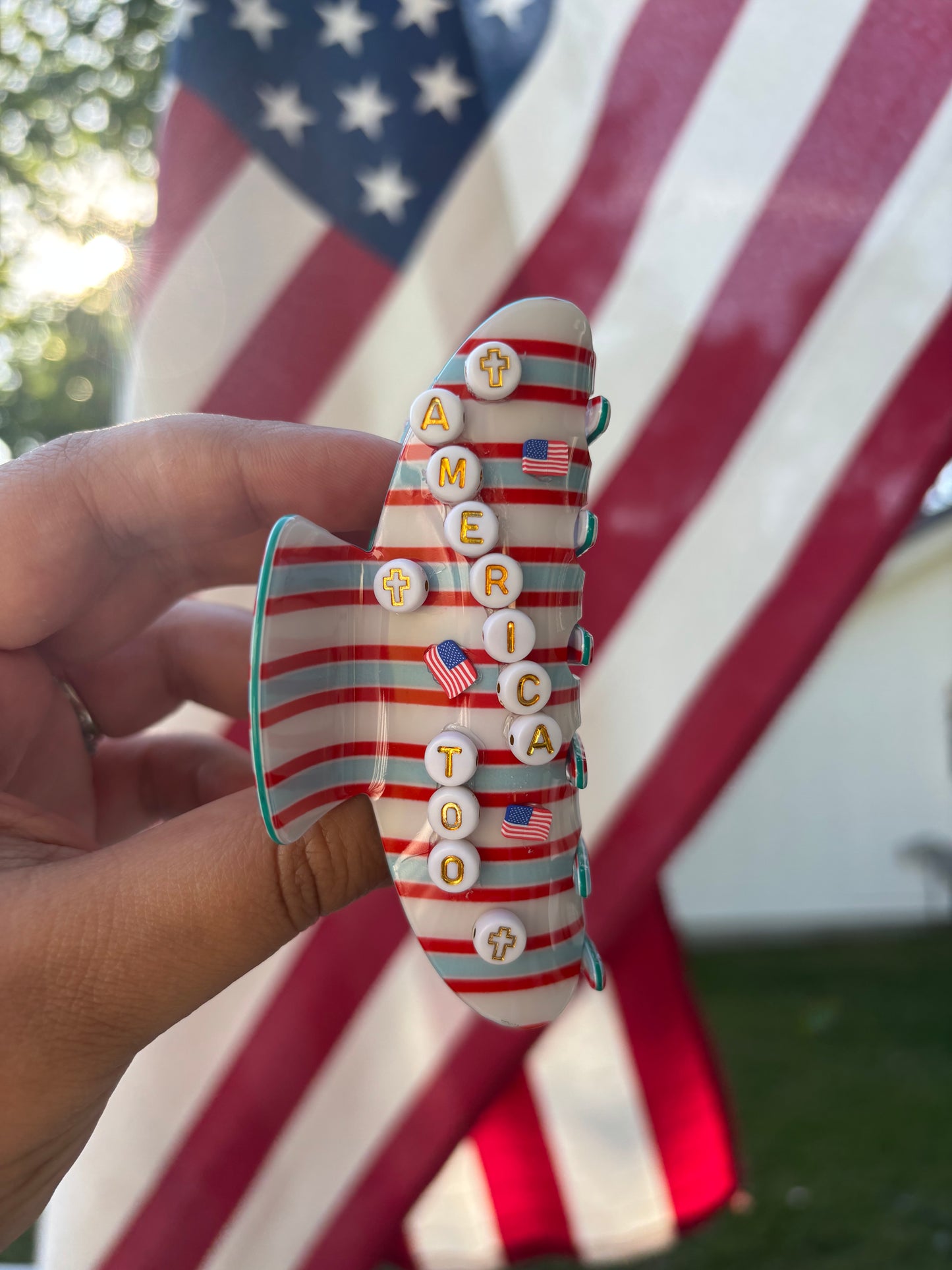 ❤️ Jesus & America too claw clip