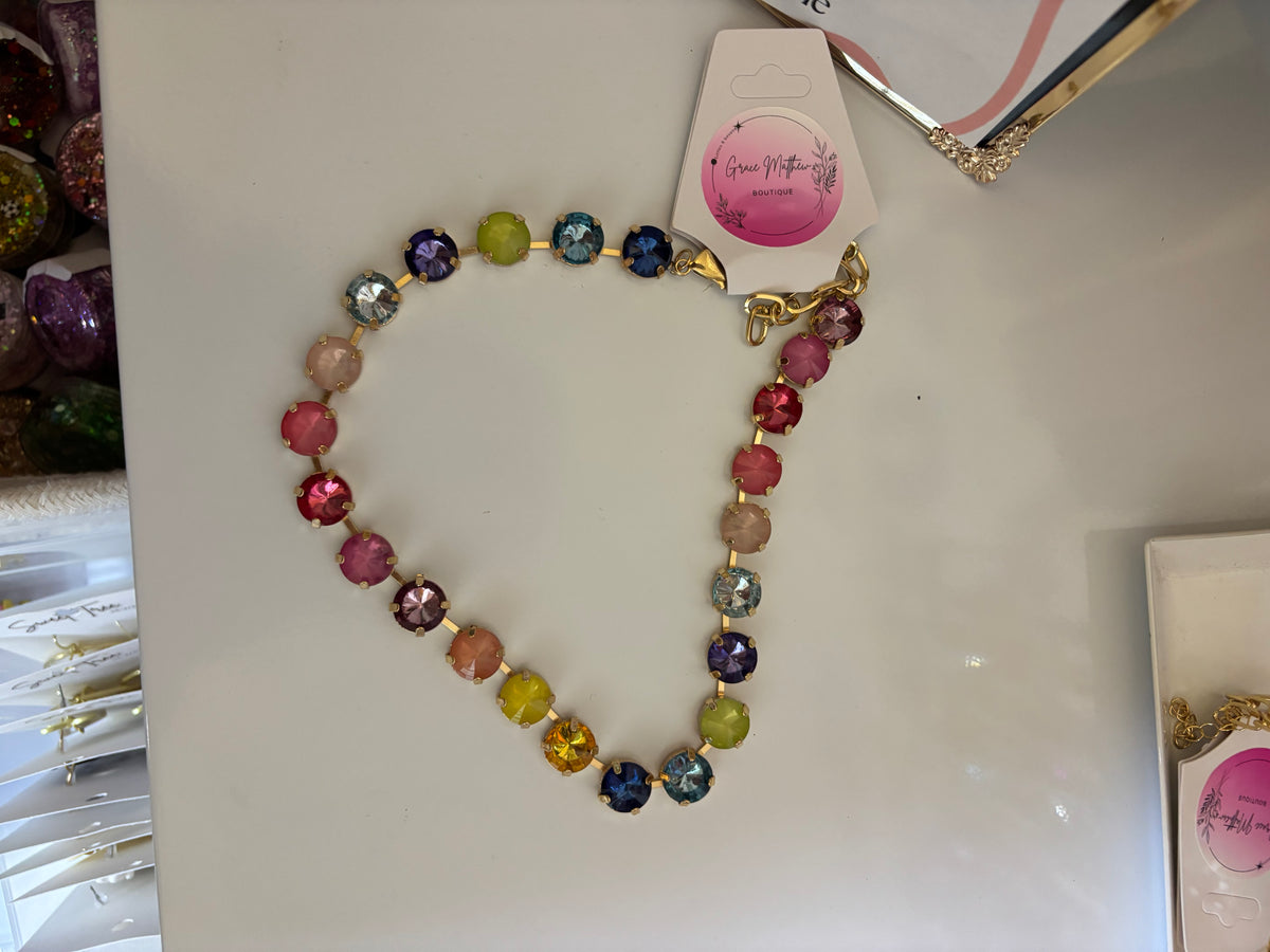 Rainbow AB 18k Gold Crystal necklace