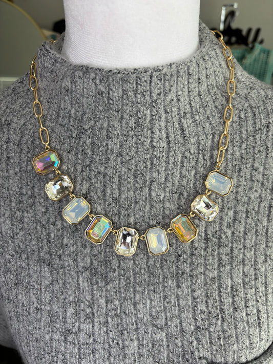 AB Crystal Gold Plated Necklace