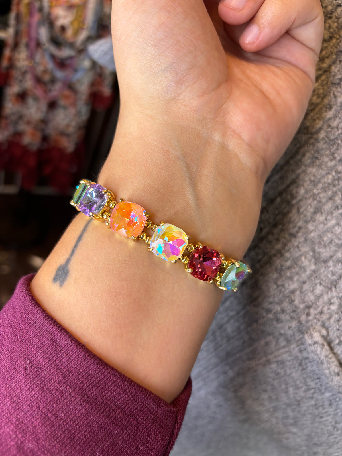 AB Multi Crystal Stretch Bracelet