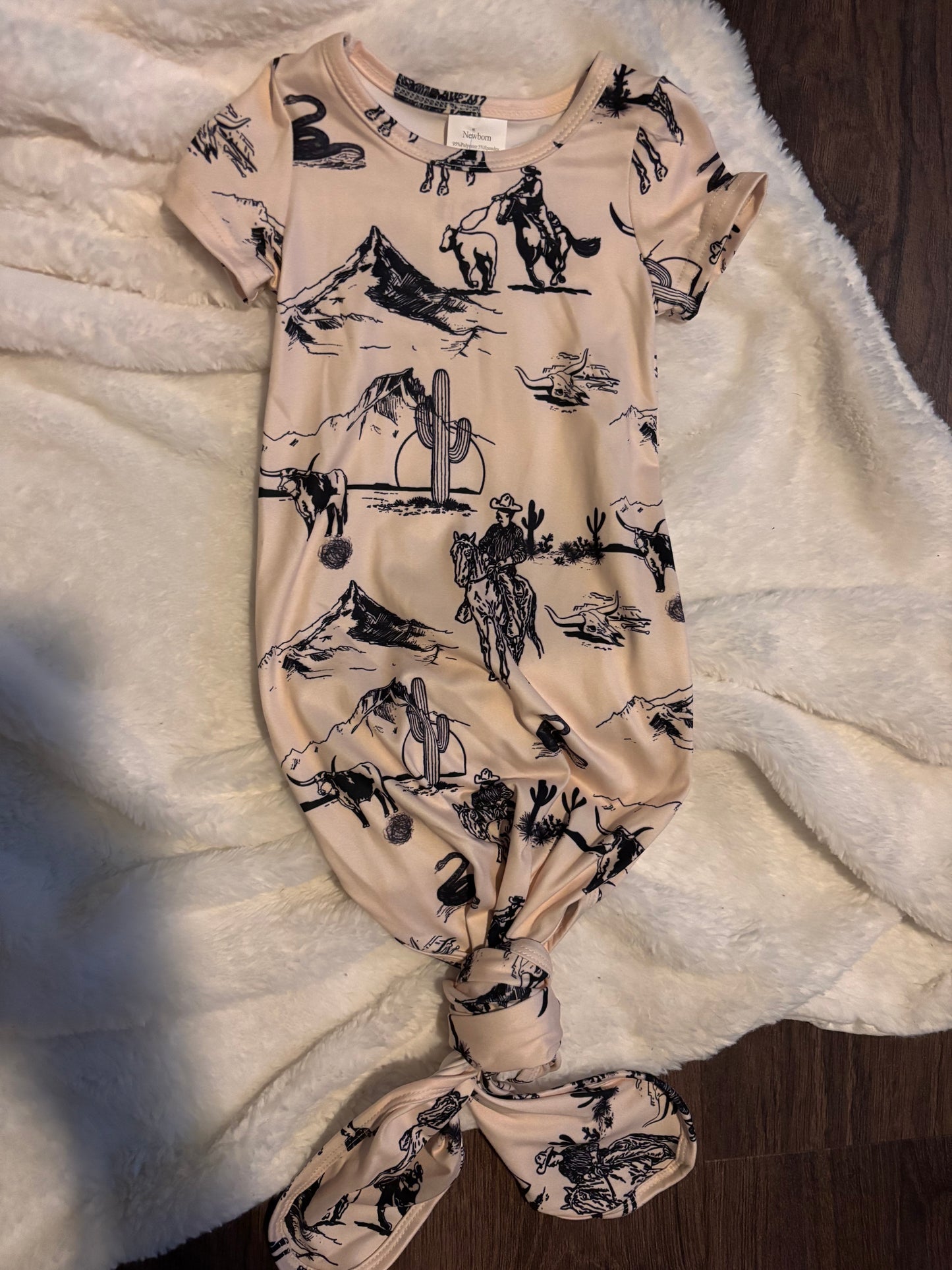 Newborn Cowboy Baby Gown