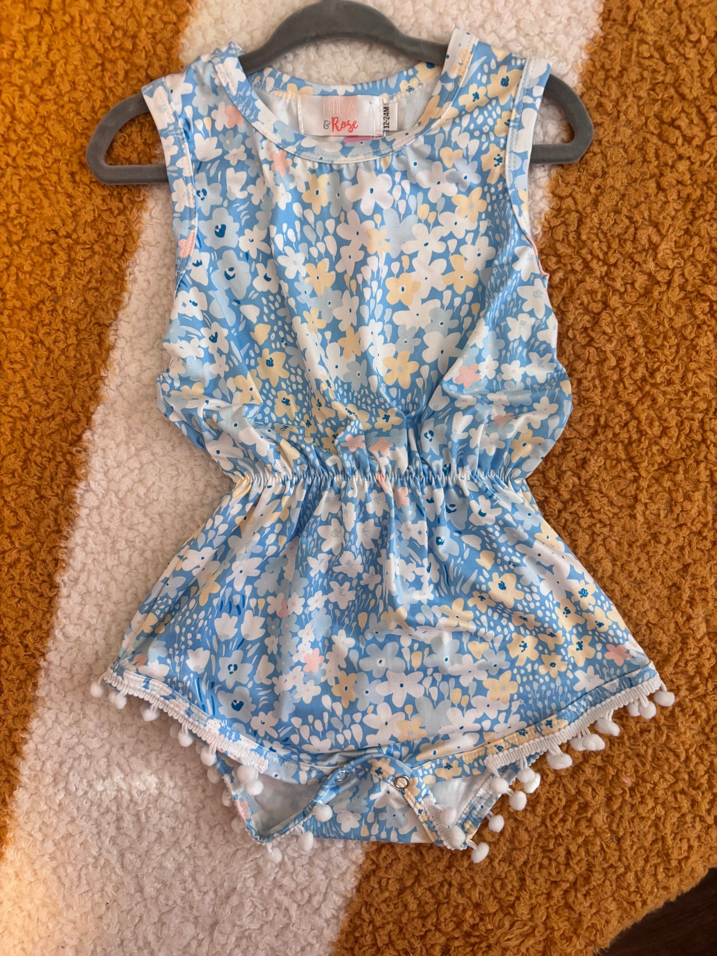 Blue Daisy Pom Romper
