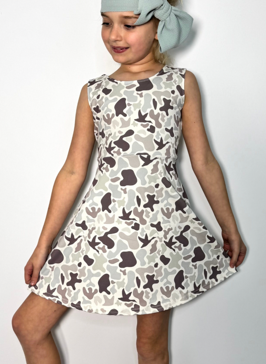Muted Camo Athletic Dress- shorts with pockets built in!
