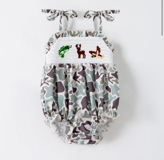 Camo Hunting Baby EmbroideredSmock