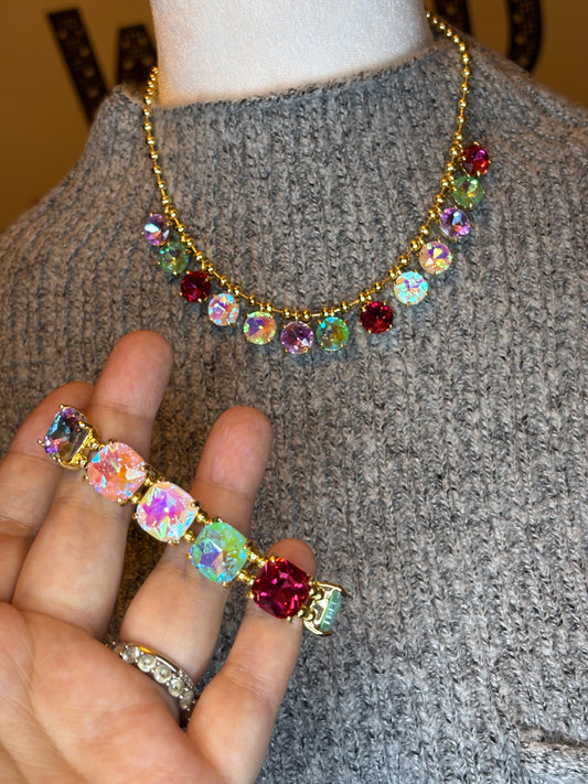 AB Multi Crystal Stretch Bracelet