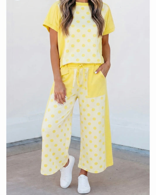 Women’s Yellow Polka Dot Set