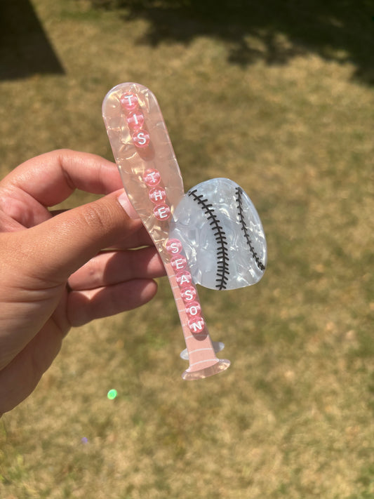 Tis The Season Baseball Claw Clip