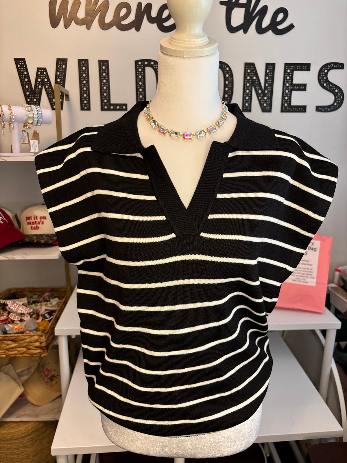 Women’s B&W striped blouse
