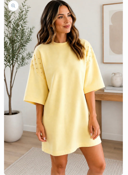 Women’s Yellow Eyelet Embroidered Dress
