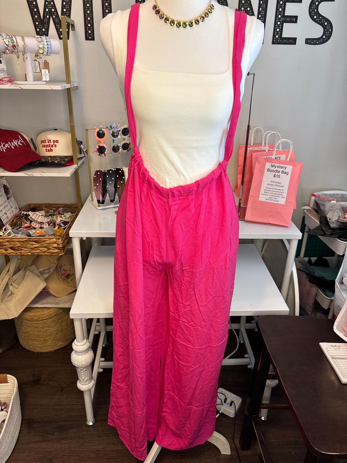 Hot Pink Overall Romper