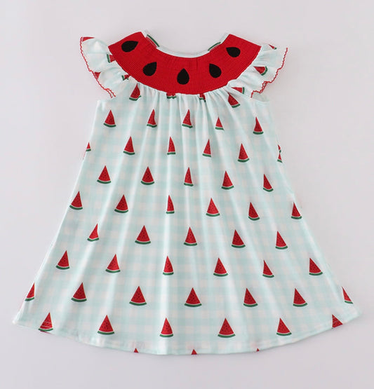 Watermelon Smocked Girls Dress