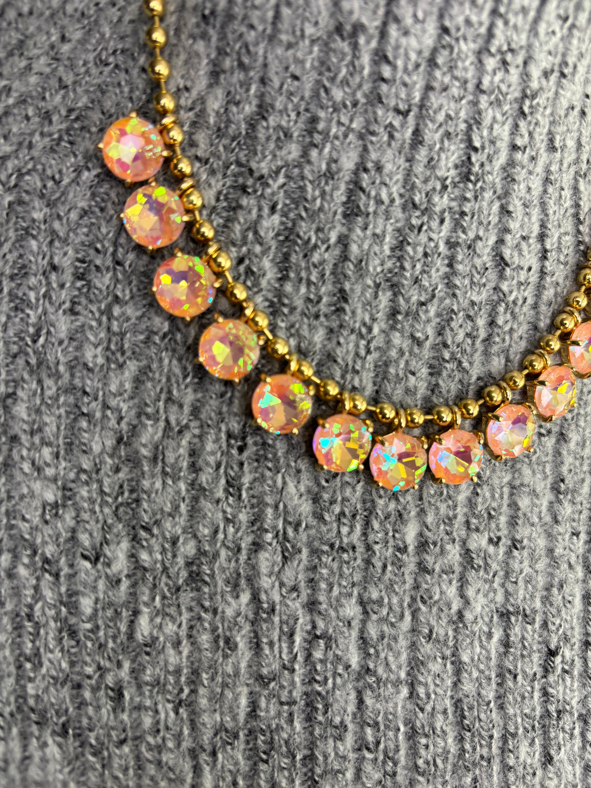 Peach AB Gold Ball Necklace