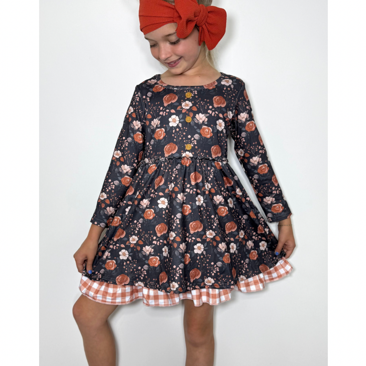 Mahogany Floral Dress