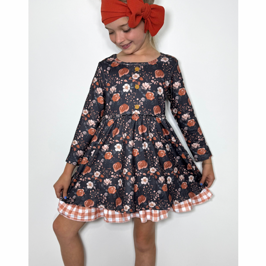 Mahogany Floral Dress