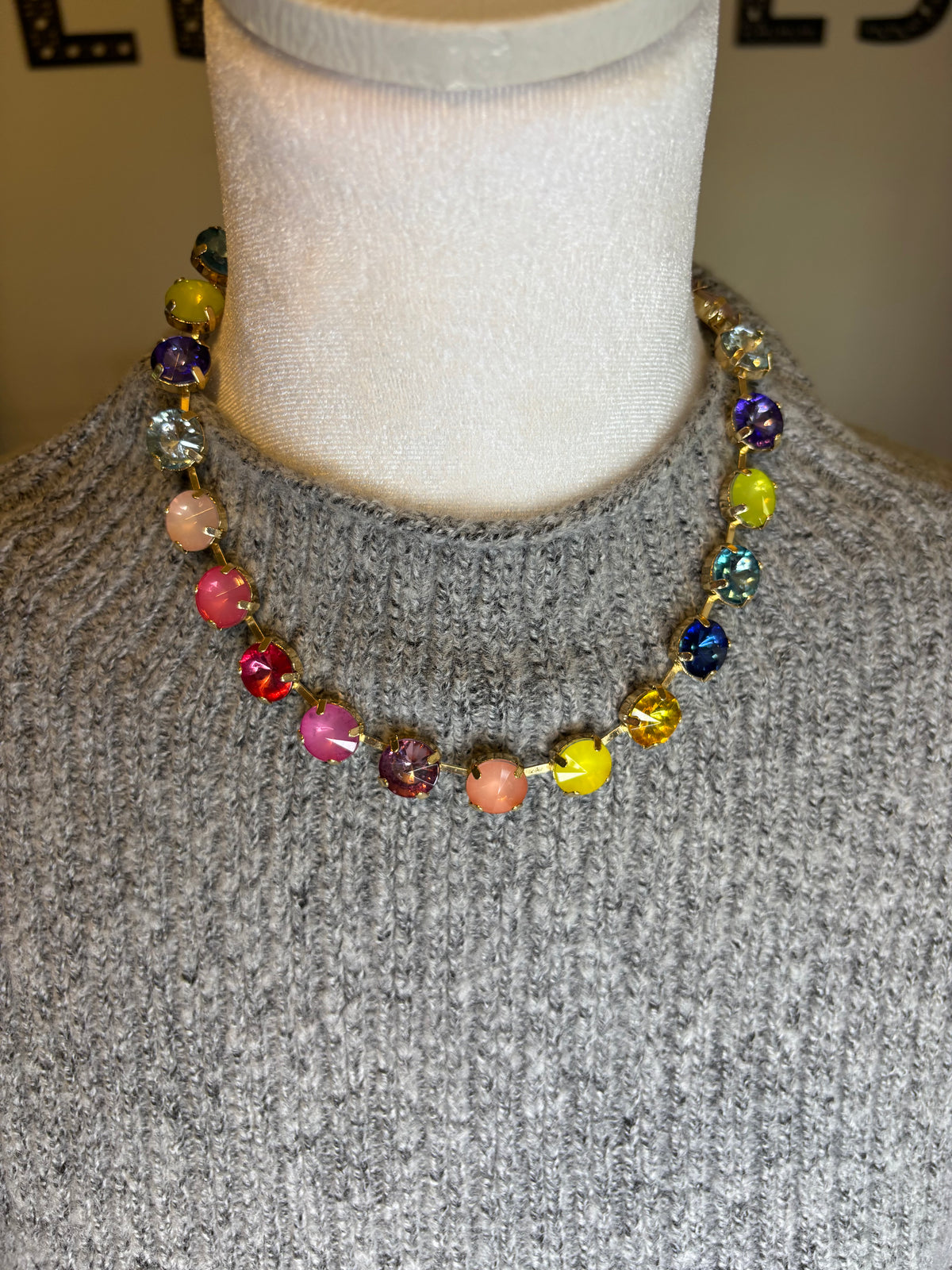 Rainbow AB 18k Gold Crystal necklace