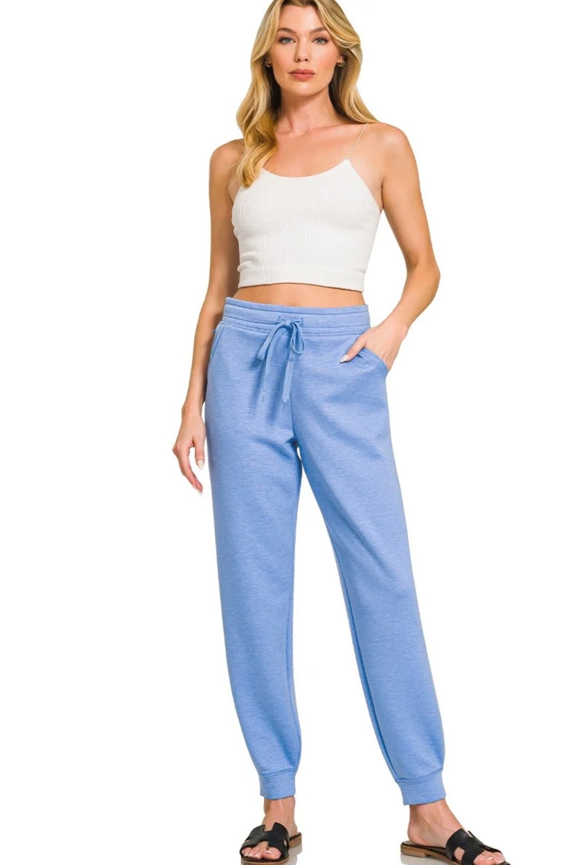 Super soft scuba joggers Cornflower Blue