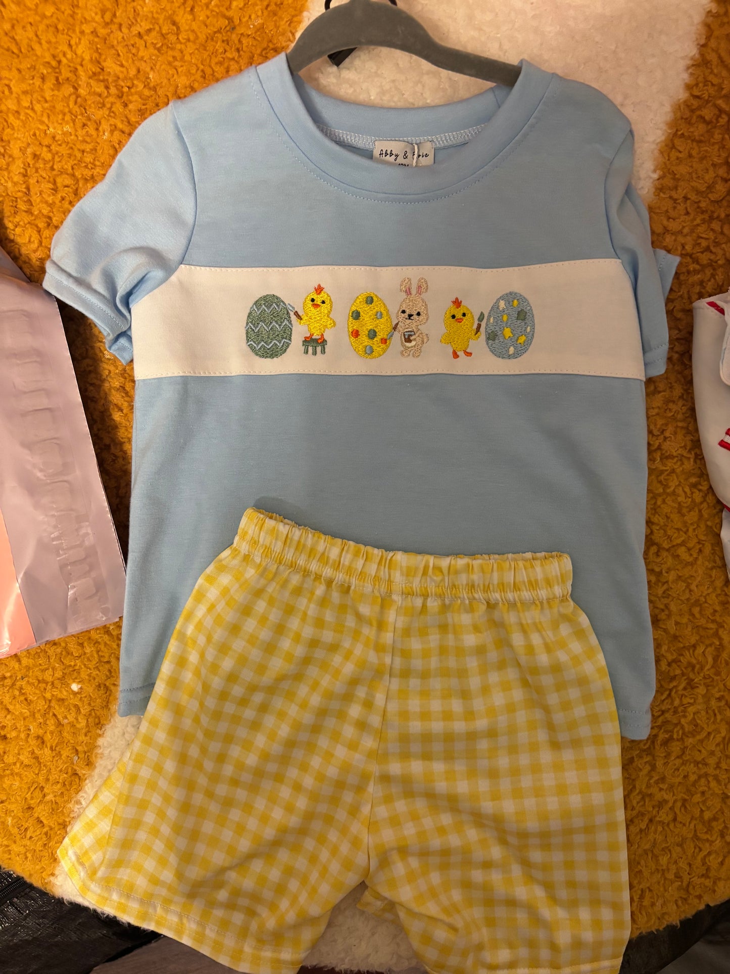 Easter Chick Boys EmbroideredShort Set