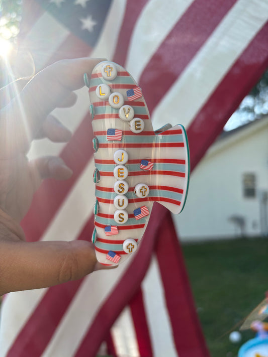 ❤️ Jesus & America too claw clip