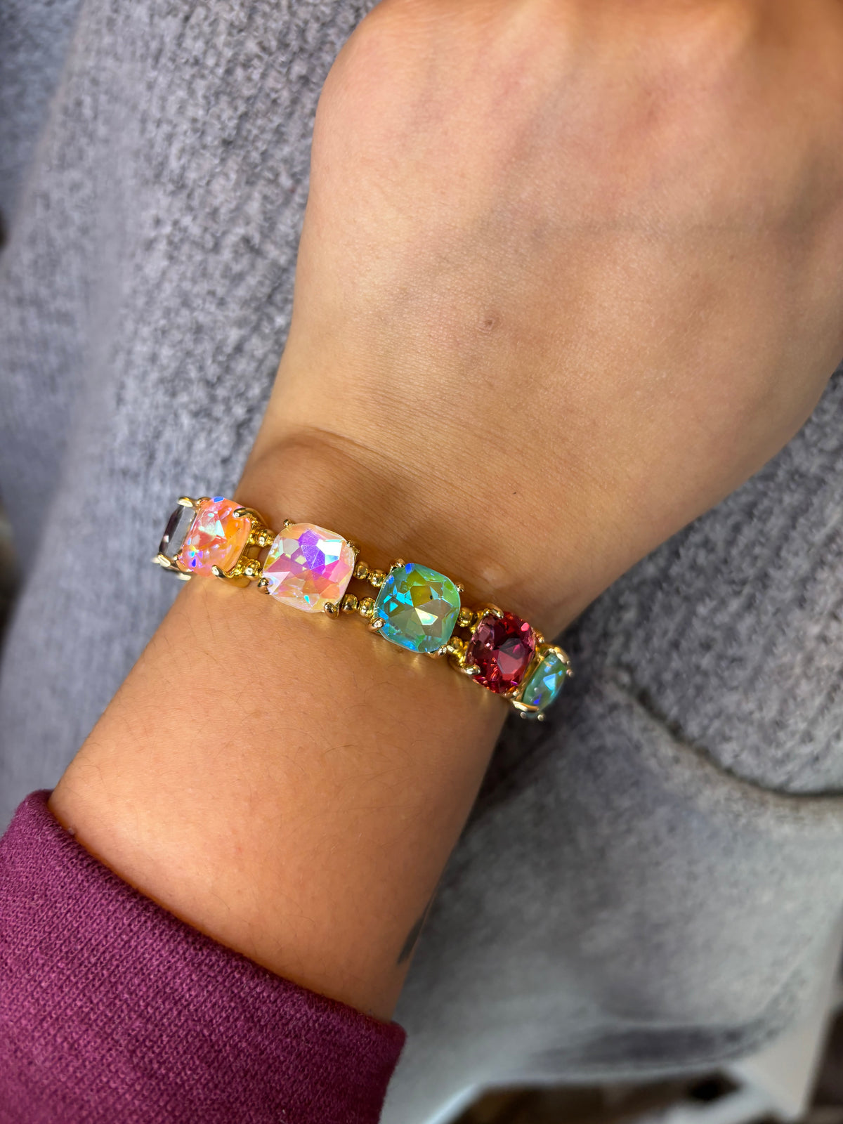 AB Multi Crystal Stretch Bracelet