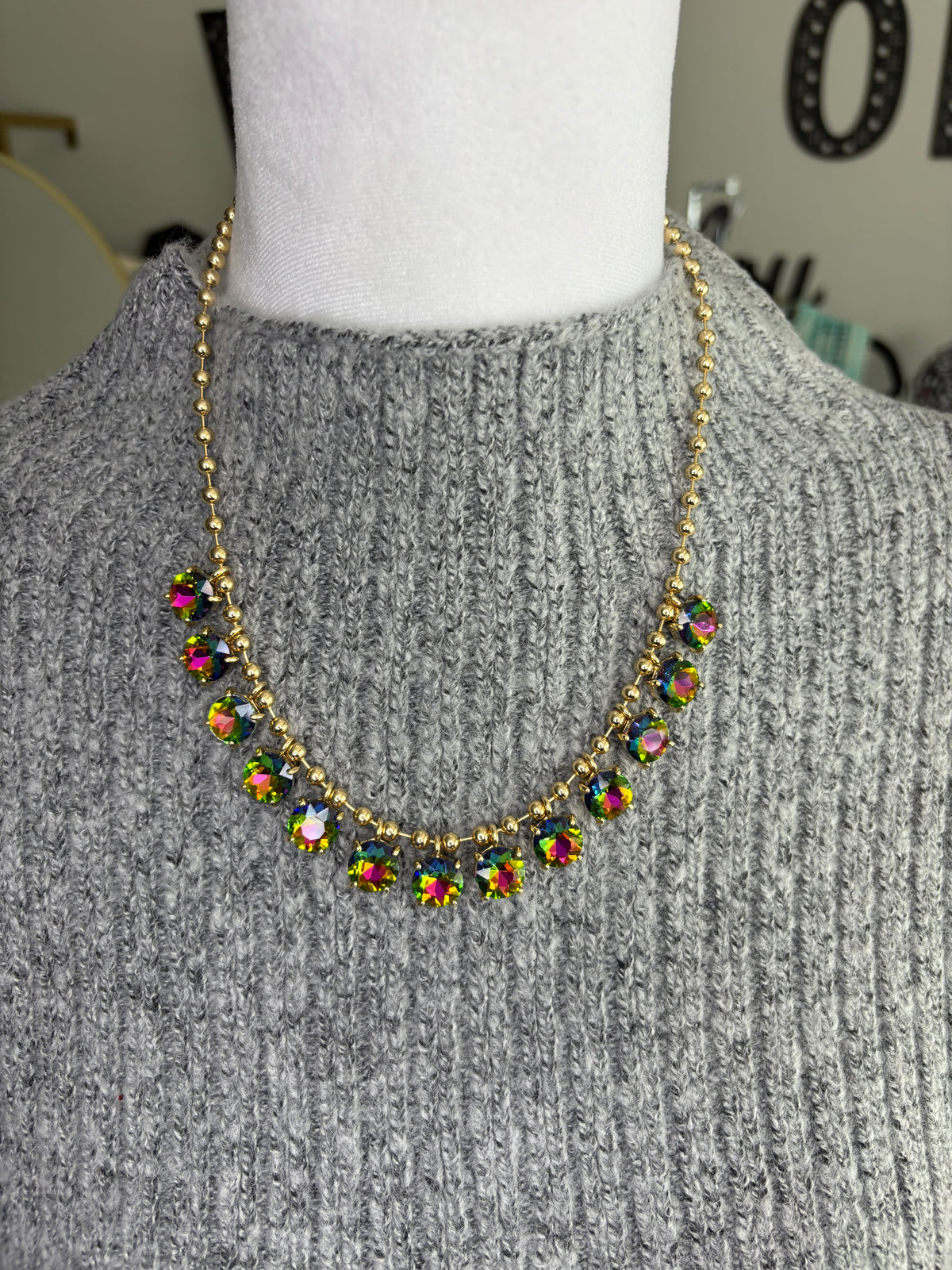 Volcano Stone Gold Ball Necklace