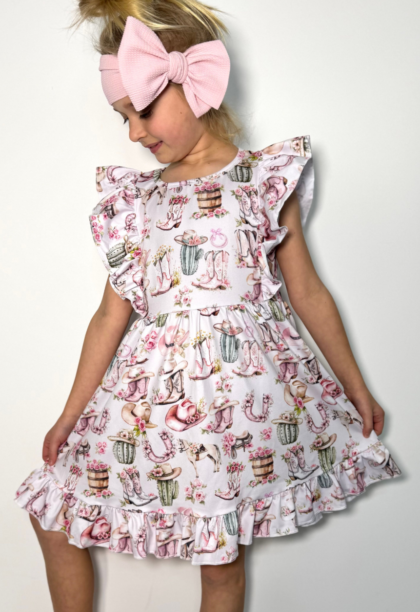 Western Boots Ruffle Dress