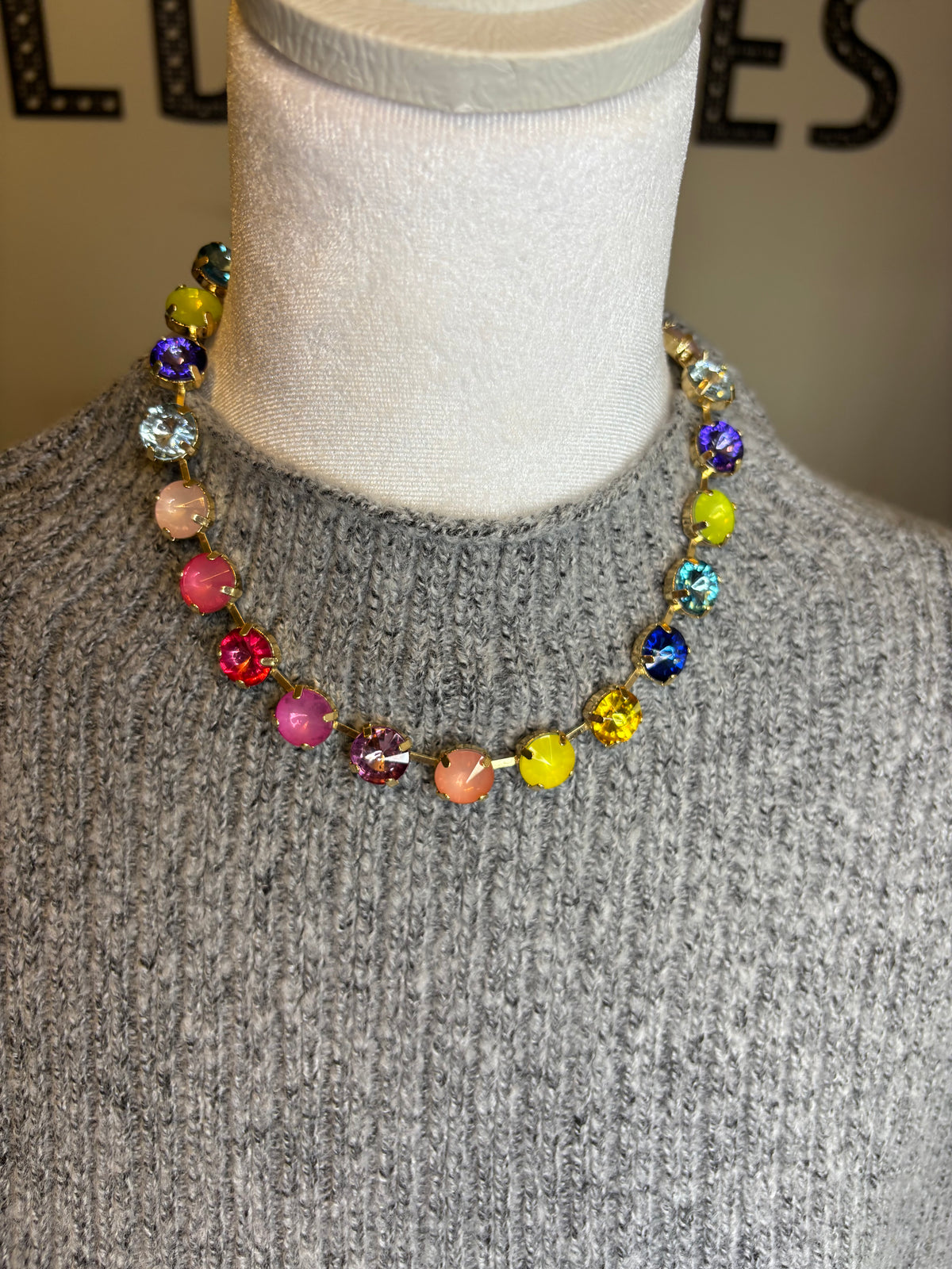 Rainbow AB 18k Gold Crystal necklace