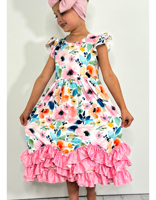Watercolor Dreams Ruffle Dress