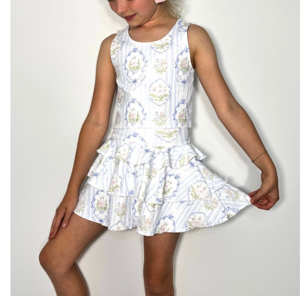 Parisian Blue Ruffle Athletic Skort Set
