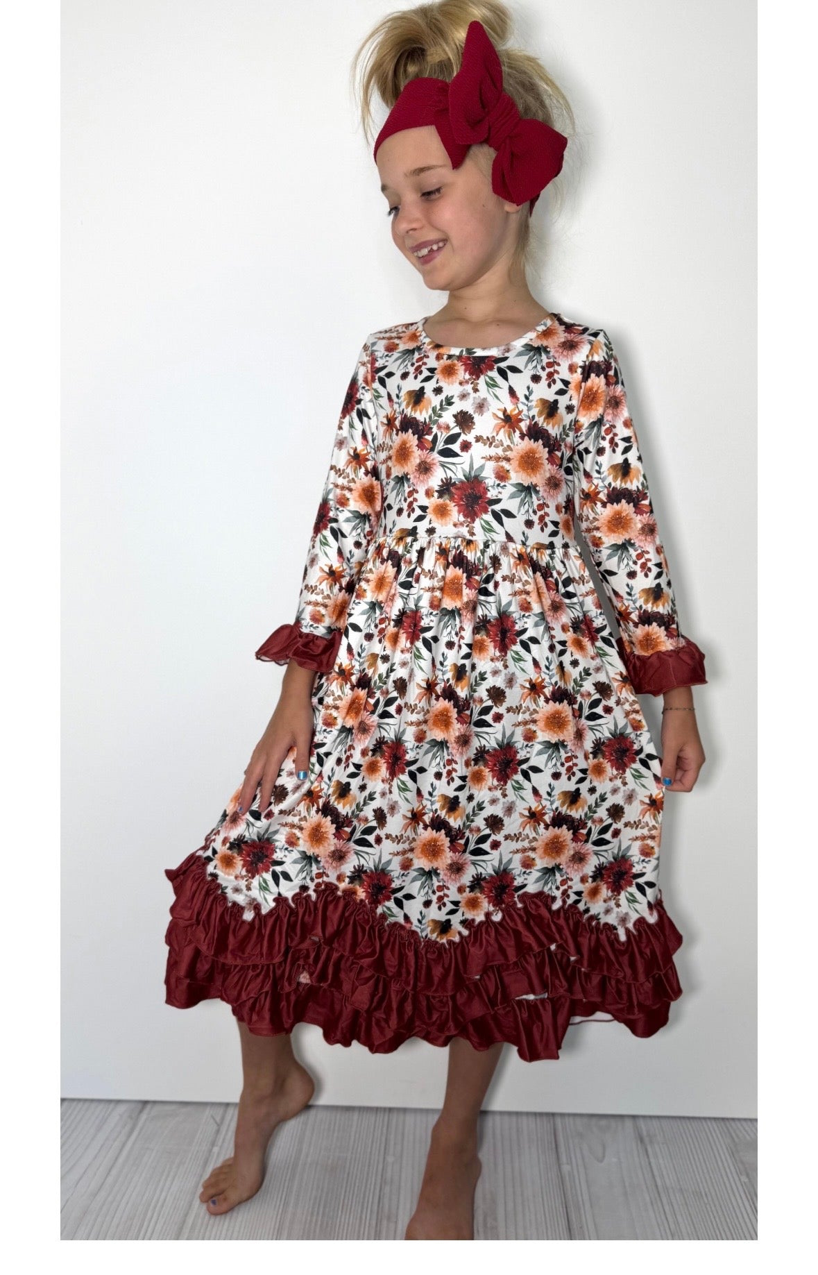 Mahogany Maxi Ruffle Dress