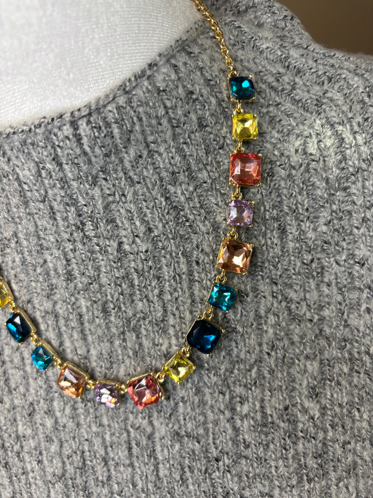 Square Multi Crystal Necklace