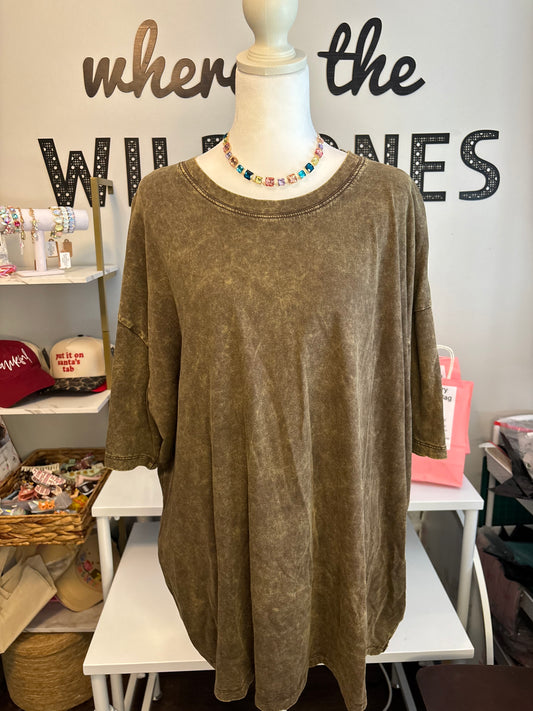 Acid Wash BF Tee- mocha