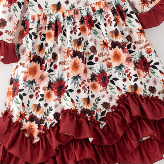 Mahogany Maxi Ruffle Dress