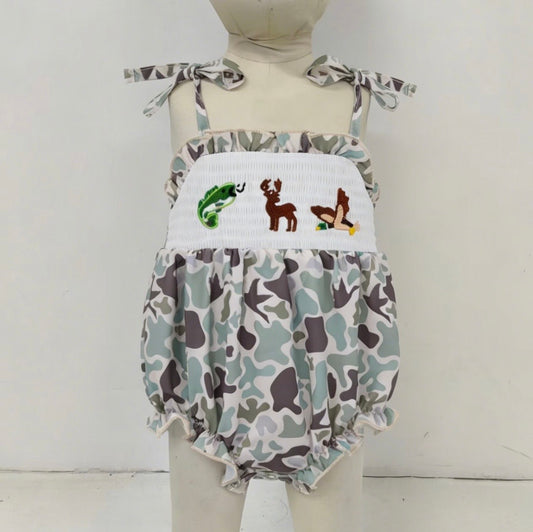 Camo Hunting Baby EmbroideredSmock