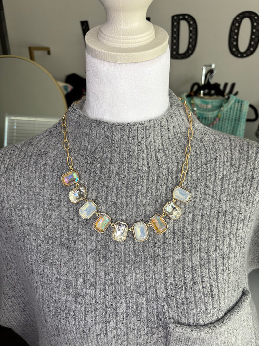 AB Crystal Gold Plated Necklace