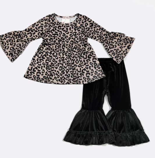 Leopard & Velvet Flare Set